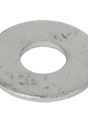 The product in question is an AGCO | FLAT WASHER - AG550310. This flat, metallic washer with a central hole features a scratched surface, indicating prior use. There is no additional product description information available at this time.