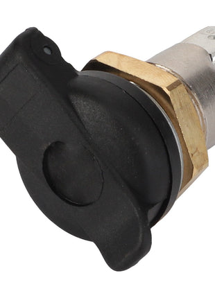 No current product description available. Close-up of an AGCO Electric Socket, model La207068217, featuring a black and metal ignition switch with a key slot and a mounting bracket.