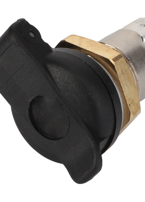 No current product description available. Close-up of an AGCO Electric Socket, model La207068217, featuring a black and metal ignition switch with a key slot and a mounting bracket.