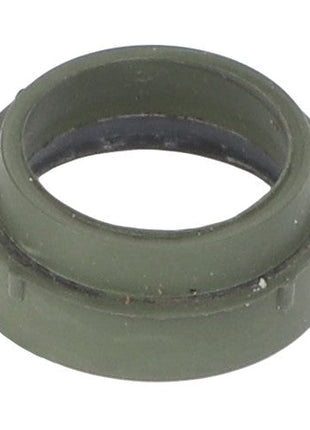 A durable AGCO Sealing Washer - F530200710560 in green, featuring a slight groove, expertly crafted for precise mechanical or automotive applications.