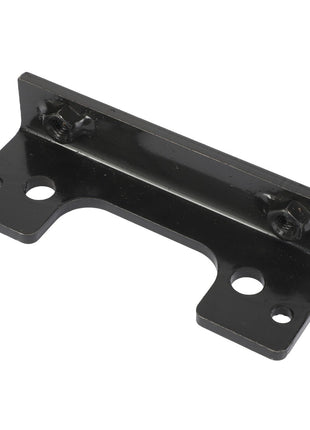 The AGCO | SUPPORT - AL5201158 is a black metal mounting bracket with multiple screw holes, specifically designed for supporting or securing an object in place.