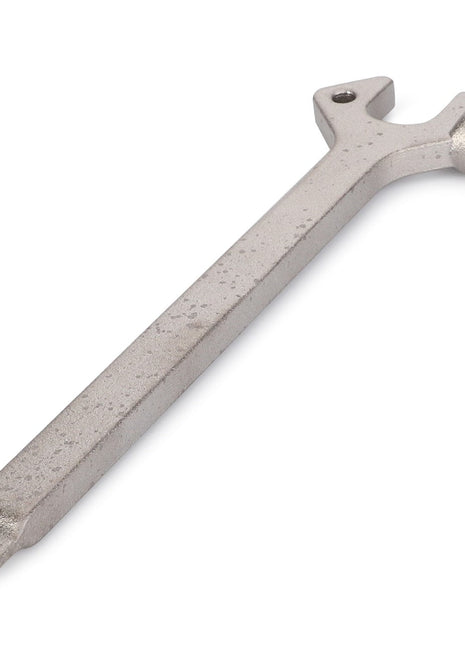 The AGCO Wrench Tool, Shielding Opener Key - Acw1060180, a high-efficiency metal wrench featuring an open-ended side and a box-end side for maximum uptime, is shown on a white background.