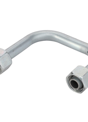 An AGCO Pipe - Acw6204070 is a U-shaped metal pipe equipped with hexagonal nuts on both ends.