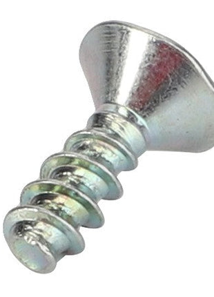A close-up image of the AGCO Screw - Acw0152580, featuring a silver, flat-head design with a coarse thread. No current product description available.