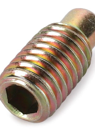 Close-up image of the AGCO BOLT - D40639600, featuring a semi-cylindrical shape and threaded body. No additional product description information is available.