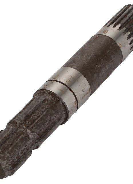 The AGCO | Shaft - Fel152961 is a cylindrical metal gear shaft featuring two sets of precision grooves with a polished section in the middle, designed for use in mechanical assemblies. Brand name: AGCO.