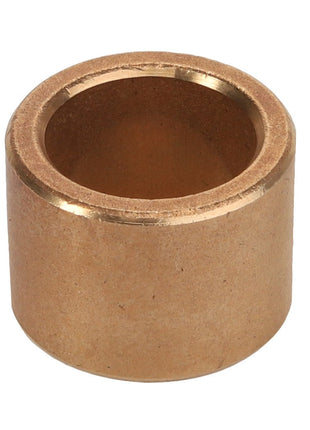 The AGCO | BUSH - D43361000 is a bronze cylindrical bushing featuring a hollow center and beveled edges, with no additional information available.