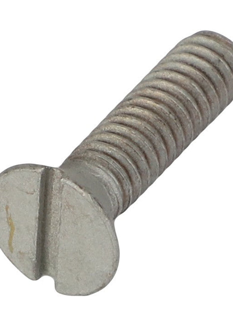 A close-up image of the AGCO | MACHINE SCREW - AG517227, featuring a slotted, flat-head and a threaded metal shaft. No current product description information is available.