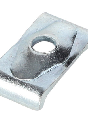 Product Description: AGCO | Pipe Clamp Half - V836324445 is a steel U-nut clip featuring a central hole, ideal for fastening applications. Brought to you by the trusted brand, AGCO.