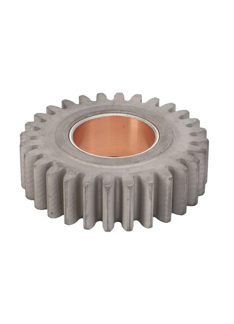 A gray AGCO spur gear (F119200210970) with a central hole and evenly spaced teeth around its edge, exemplifying AGCO Parts Genuine quality and ensuring optimal machinery performance.