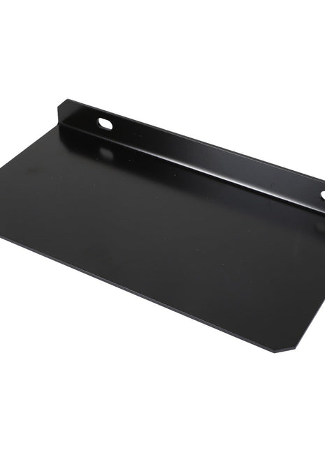 Currently, there is no product description information available for the AGCO | Shield - Acw1281720 black metal wall-mounted shelf, which features two screw holes for installation.
