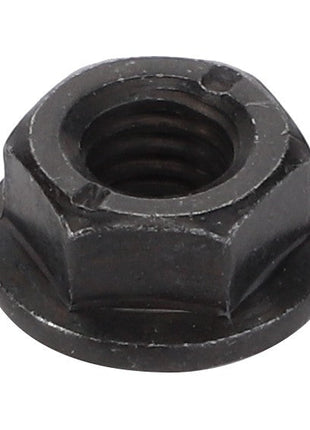 A close-up of an AGCO Hex Flange Nut - Acx2988210 with threading visible inside, sitting on a white background. No current product description information is available for this item.