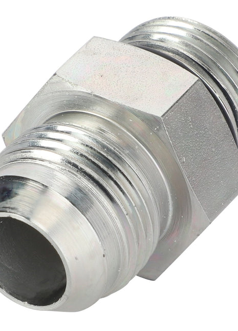 A close-up view of the AGCO | Union - La321961600, a metallic pipe fitting with threaded ends on both sides. No current product description information is available.