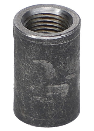 The AGCO | PIPE COUPLER - AG556505 is a cylindrical metal threaded bushing featuring a visible inner thread and a rough outer surface.