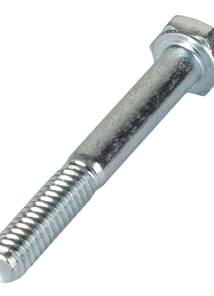 Image of a single hex bolt with a partially threaded shaft and a hexagonal head, commonly used in construction and machinery. No current product description available for this shiny, metallic fastener known as the AGCO | Hexagonal Head Bolt - Acp0027990 from the brand AGCO.