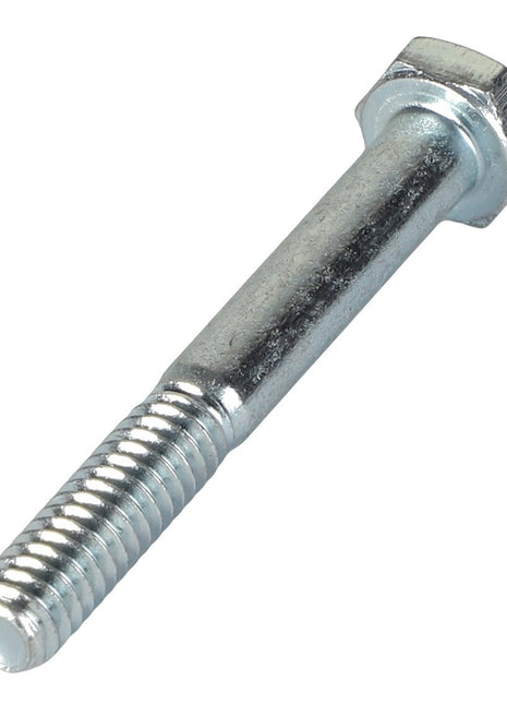 Image of a single hex bolt with a partially threaded shaft and a hexagonal head, commonly used in construction and machinery. No current product description available for this shiny, metallic fastener known as the AGCO | Hexagonal Head Bolt - Acp0027990 from the brand AGCO.