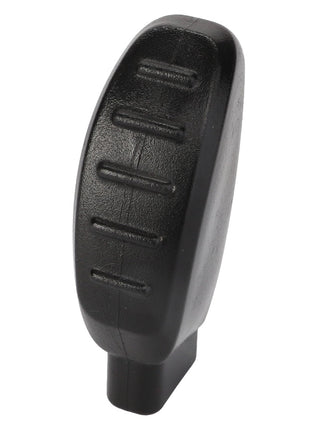 The AGCO | Knob - Acp0671490 is a black, textured plastic knob with a slightly curved shape and ridges on the top surface. Unfortunately, no current product description is available.