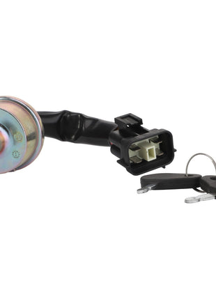 A vehicle ignition switch, AGCO | Ignition Switch - Acp0285940, features a black plastic connector and comes with two attached keys. No current product description available.