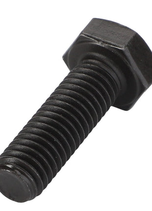 The AGCO Hexagonal Head Bolt - Acw4663920, featuring a black finish and threaded shaft, is displayed against a stark white background.