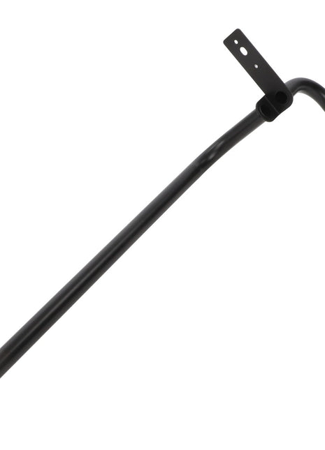 The AGCO | Arm - Acw2527090 by AGCO is a black metal rod with a curved end and an integrated mounting bracket that includes holes for attachment. As of now, there is no further product description information available.