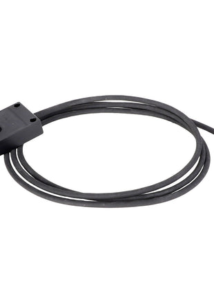 The AGCO | BIN SENSOR WIRE HARNESS - AG522174 by AGCO is a sleek black sensor with an attached cable, featuring an exposed wiring end with four stripped wires. No additional product description information is available at the moment.