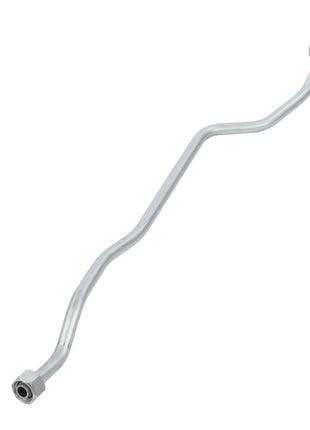 The AGCO Pipe - Acw1206150 by AGCO is a metal pipe with a jagged, zigzag shape and hexagonal nuts at both ends, ideal for plumbing or mechanical purposes, though it currently lacks an available product description.