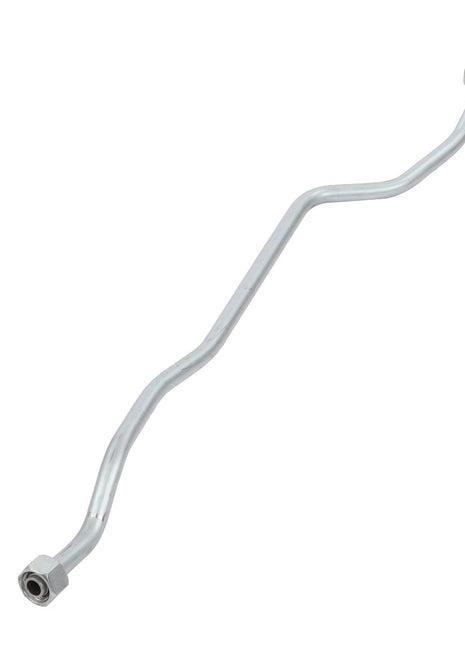 The AGCO Pipe - Acw1206150 by AGCO is a metal pipe with a jagged, zigzag shape and hexagonal nuts at both ends, ideal for plumbing or mechanical purposes, though it currently lacks an available product description.