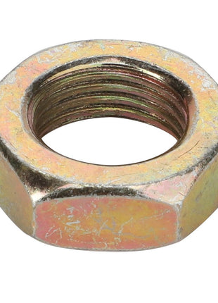 An image of the AGCO | Nut - Acp0321230, a metallic hexagonal nut with an internal threaded hole at the center. No Current Product Description Available.