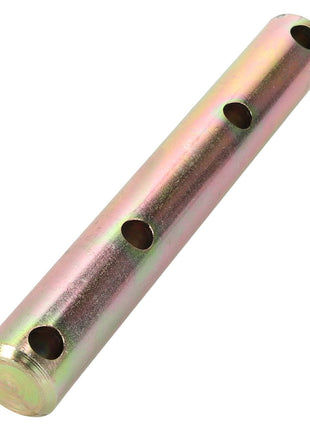 The AGCO | PIN - D28680139, a cylindrical metal rod by AGCO, features four evenly spaced holes along its length that enhance both functionality and aesthetic appeal.