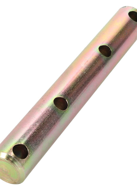 The AGCO | PIN - D28680139, a cylindrical metal rod by AGCO, features four evenly spaced holes along its length that enhance both functionality and aesthetic appeal.
