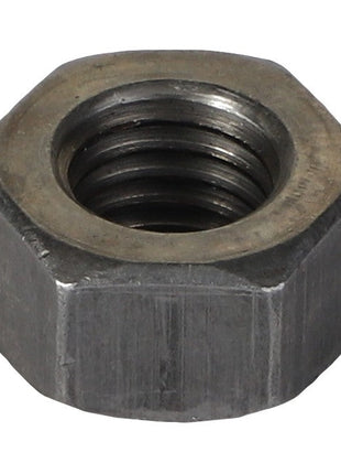 Product Description for AGCO | Nut - Va022122: This close-up view showcases a high-quality metal hex nut featuring precise internal threading, brought to you by the trusted brand AGCO.