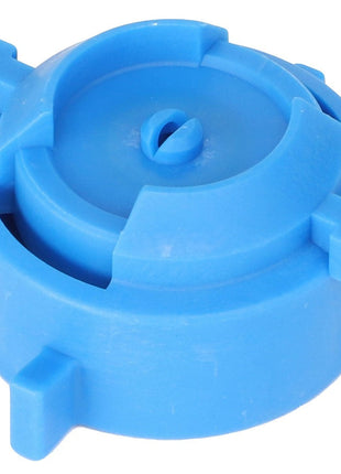 The AGCO | GASKET - AG426586 is a blue plastic cap featuring four protruding tabs, designed for secure sealing or attachment. No additional product description information is available at this time.