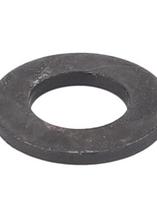 The AGCO | Washer - Vjd0408 is a flat, black metal washer with a central hole of 15.88mm, commonly used in mechanical assemblies to distribute load or prevent wear.