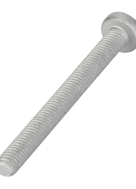 A silver, threaded metal bolt with a round head, shown at an angle against a plain white background. Product Name: AGCO | Screw - La13277414 by AGCO. No current product description available.