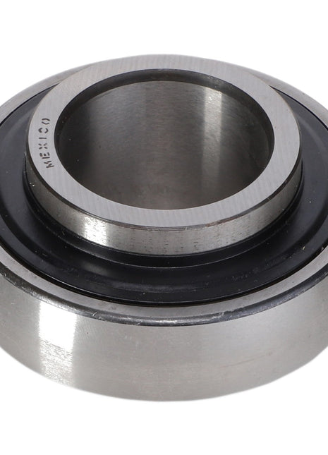 The AGCO Wide Inner Ring Bearing, Spherical, Prelube - K4037 is a cylindrical metal bearing with an inner and outer ring, featuring a black separator, designed for shaft support.