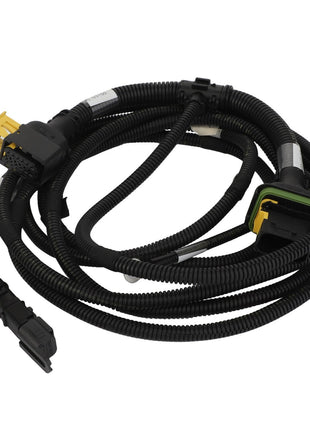 Introducing the AGCO Jumper Harness - Acx2921840, a coiled automotive wiring solution featuring several black and yellow connectors.