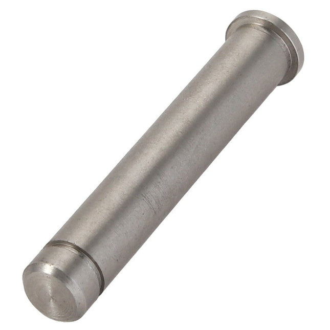 AGCO Pin - 3901238M1, a cylindrical metal rod with flat ends and a slight groove near one end, resembling a Massey Ferguson component, isolated on a white background.