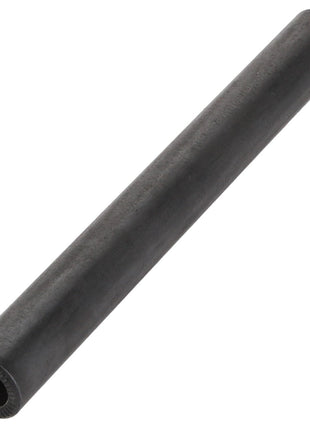 The AGCO | COLLAR - ATV0403-439, a sleek cylindrical black metal pipe with one end featuring subtle ridges, showcased against a plain white background, exudes striking simplicity.