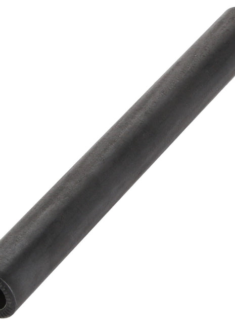 The AGCO | COLLAR - ATV0403-439, a sleek cylindrical black metal pipe with one end featuring subtle ridges, showcased against a plain white background, exudes striking simplicity.
