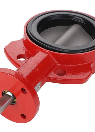 The AGCO Butterfly Valve (AG610186) features a red, metal rotary actuator housing with a black sealing ring and a protruding metal shaft. Engineered for durability, it's ideal for application equipment parts, ensuring your machinery operates with precision and reliability. Trust in AGCO Genuine Parts for unmatched performance.