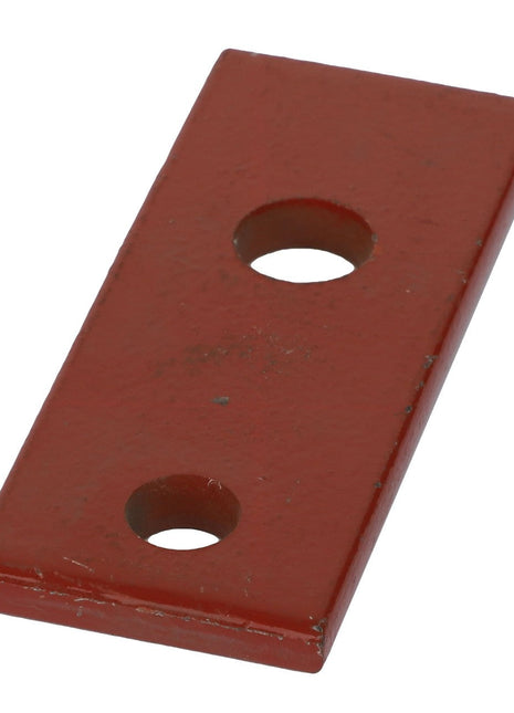 A stylish knife reinforcement from AGCO, known as the Acx2478160, designed with a sleek red rectangular metal plate and featuring two precisely cut circular holes.