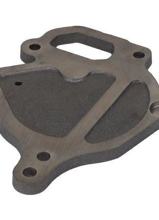 A machined metal component with an irregular shape and several mounting holes. Product Name: AGCO, Plate - V836120109 by AGCO. No current product description available for this item.