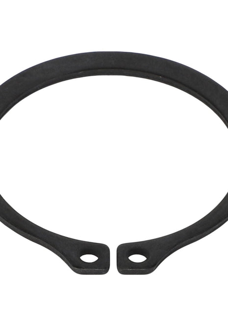 The AGCO Retaining Ring - Ag000343, a black circular ring from brand AGCO, features two small holes at its open ends.