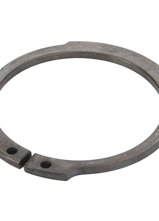 The AGCO Circlip - Acp0383950, a sturdy metal retaining ring from AGCO, features two small holes near the opening on one side, designed for secure fastening.