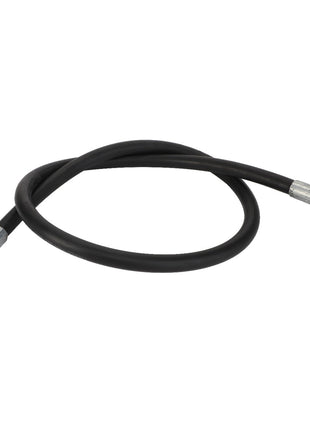 Introducing the AGCO | Hydraulic Hose - Acp0012580 by AGCO: a flexible black rubber hose equipped with durable metal couplings on both ends. No current product description available.