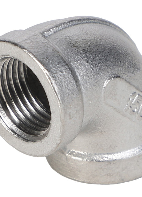 A metal elbow pipe fitting with threaded ends, embossed with the marking "150," is available under the product name AGCO | ELBOW - AG051931 from the brand AGCO. For ordering questions, please contact our support team.