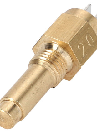 Close-up of an AGCO Temperature Sensor Oil - D44900617 with two metal prongs and the number "20" engraved near the top. The lack of a current product description adds an air of mystery to this essential AGCO component.