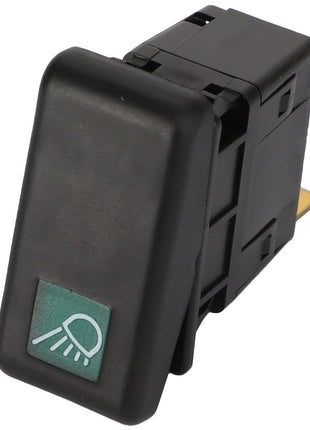 A sleek black rectangular AGCO light switch (model Acw1669850) with a green button, prominently displaying a white headlight symbol.