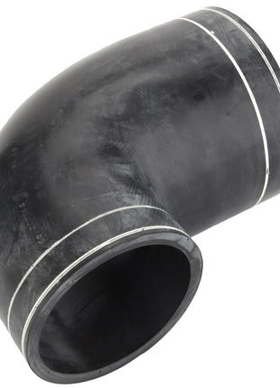 An image of the AGCO | Hose - Acw1973180 elbow pipe fitting in black, featuring a smooth, curving surface with standard markings/rings visible. No current product description is available.