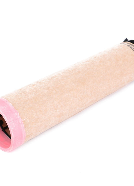 The AGCO | Engine Air Filter Cartridge - H117200090160 is a cylindrical air filter featuring a pink and black end, designed to deliver high filtration efficiency, ideal for both automotive and industrial applications.